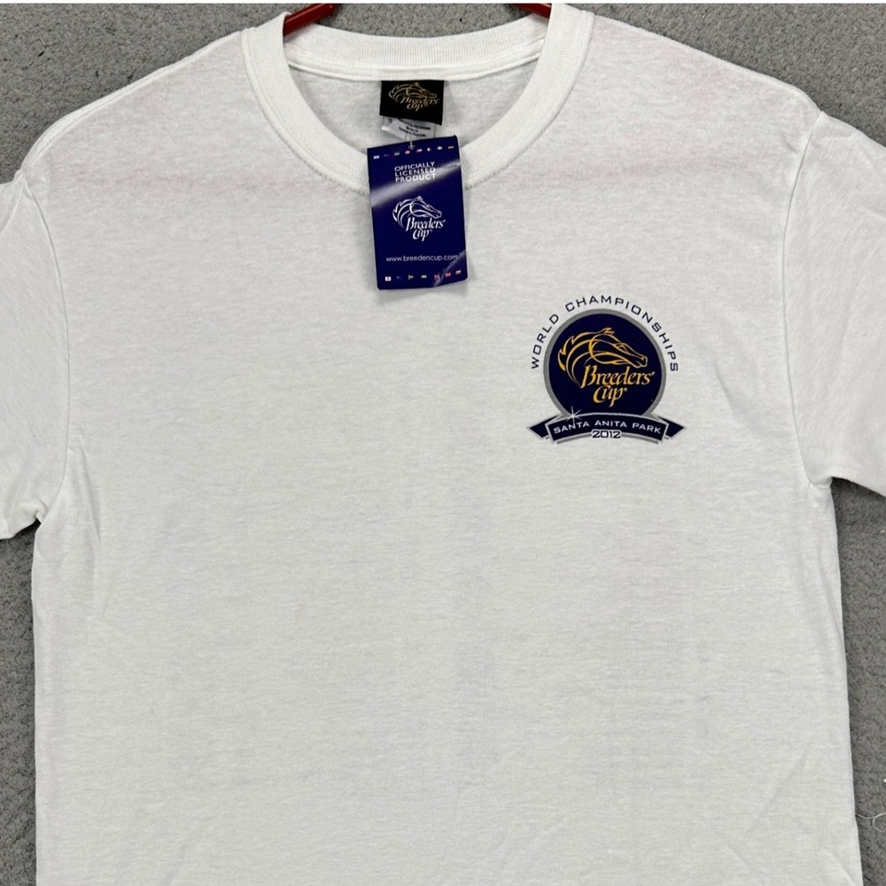 Breeders Cup T-Shirt Graphic Tee Womens Small White Short Sleeve Crewneck NEW